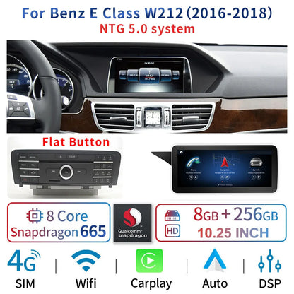 8 Core Android System Car GPS Navi Screen For Mercedes W212 2009-2016 WIFI SIM 8+128GB BT Carplay IPS Screen Multimedia Player
