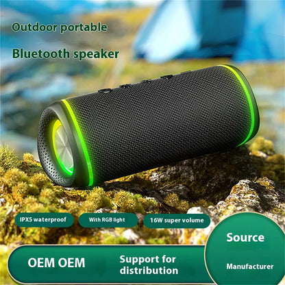 Portable Bluetooth speaker, outdoor adventure, RGB lighting, 16W power supply, IPX5 waterproof - your perfect audio companion