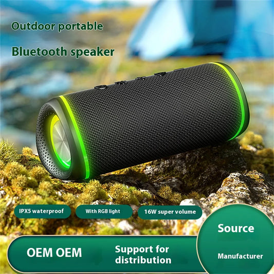 Portable Bluetooth speaker, outdoor adventure, RGB lighting, 16W power supply, IPX5 waterproof - your perfect audio companion