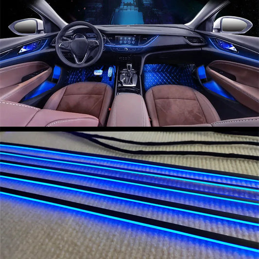 Universal 18 In 1 RGB Symphony LED Car Ambient Light 64 Color Interior Acrylic Strip Backlight Guide Decoration Atmosphere Lamp