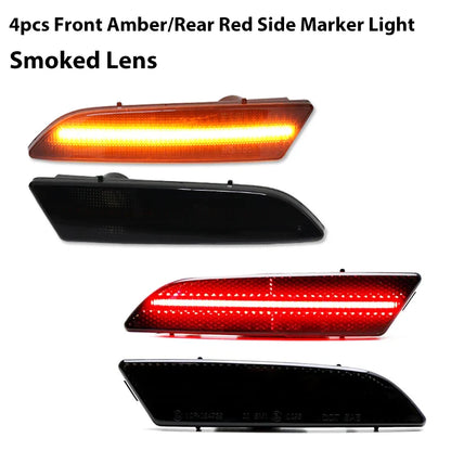 4PCS LED Side Marker light bumper front amber ＆ rear red turn Signal Lights for 2004 2005 2006 2007 -2008 Chrysler Crossfire