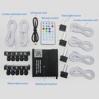 12V Car Starry Sky Ceiling Fiber Optic Modified Ceiling App Bluetooth Control Starry Sky Panoramic Sunroof Branch Light Source Machine White Light Starry Sky Lamp