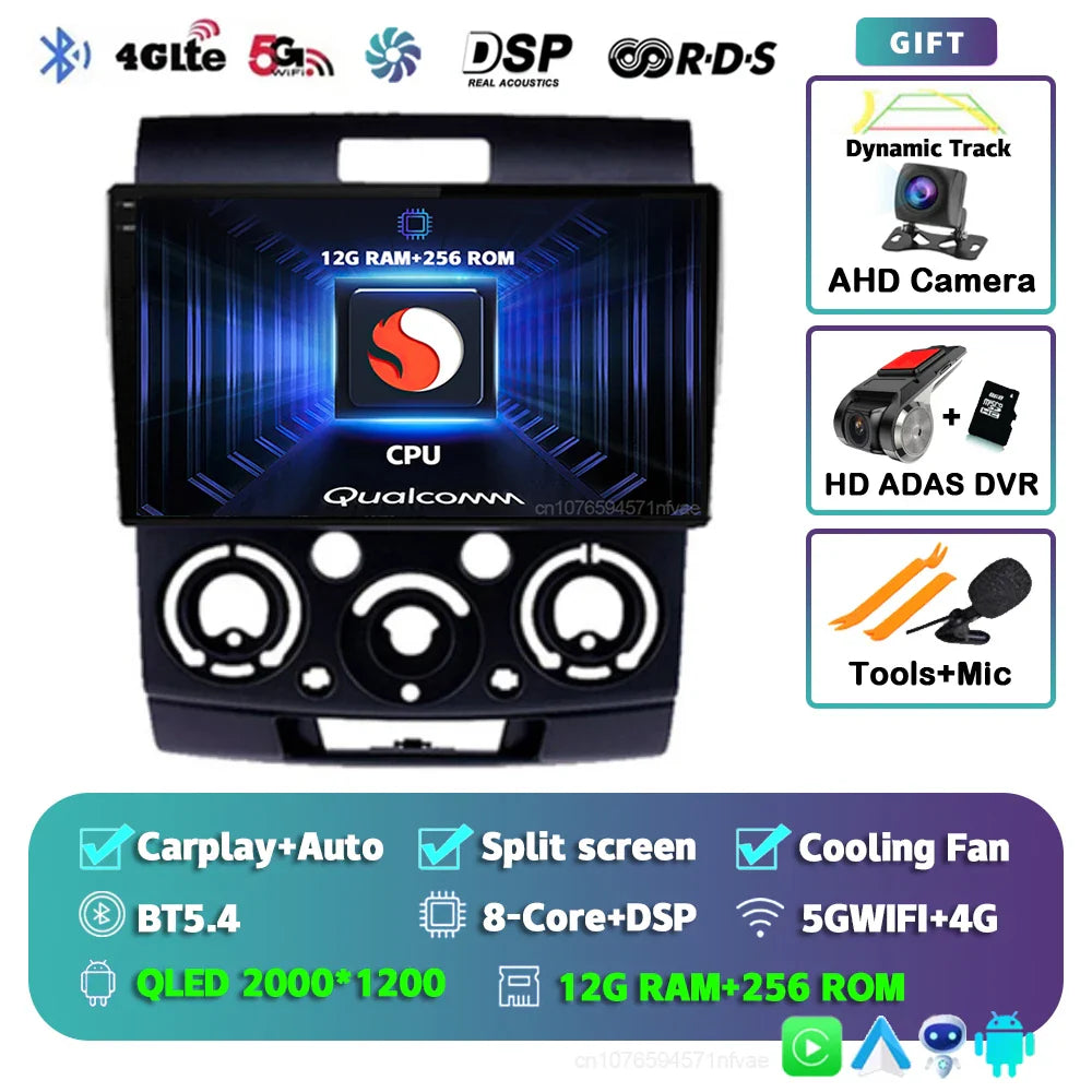 Android 14 Car Radio For Ford Everest Ranger Mazda BT50 BT-50 2006 2007 2008 - 2010 Multimedia Video Unit Head Player Stereo GPS