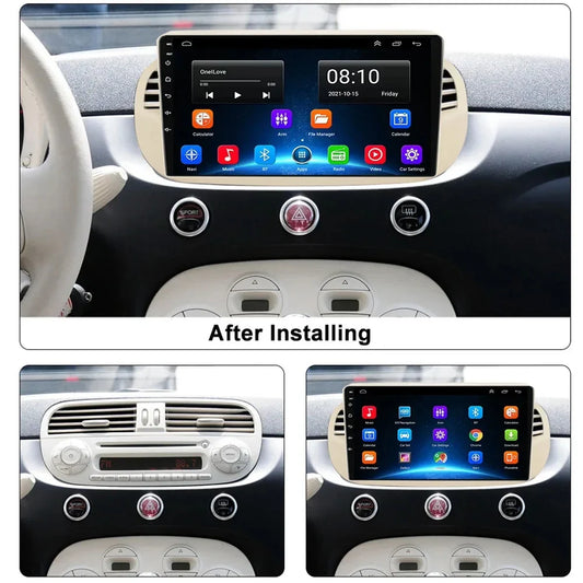 Android 15 8+256G For Fiat 500 Car Radio Stereo GPS Navigation Mirror Connection Split Screen Multimedia Carplay Auto Player DSP