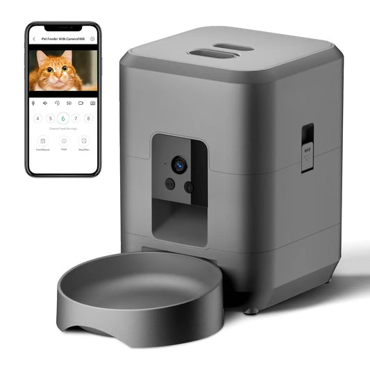2L with video automatic cat feeder, intelligent timed and quantitative feeding, cat, dog and pet feeding bowl controlled by APP