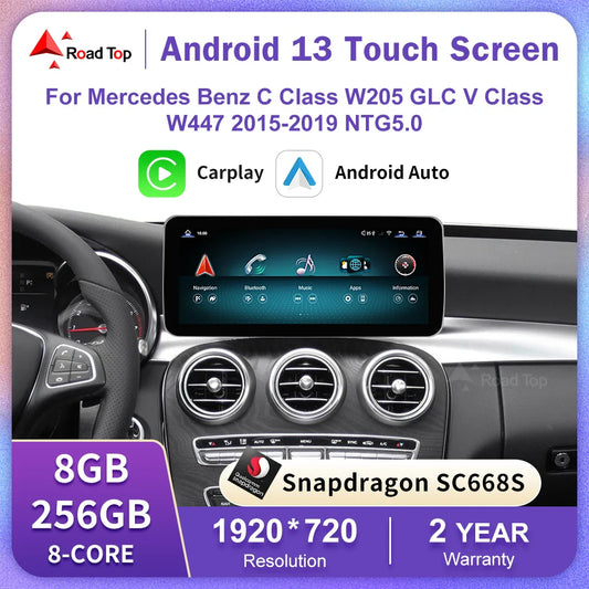 Android 13 Touch Screen for Mercedes Benz W205 GLC C V Class W447 GLA CLA 2015-2019 GPS With Carplay Android Auto Car Radio