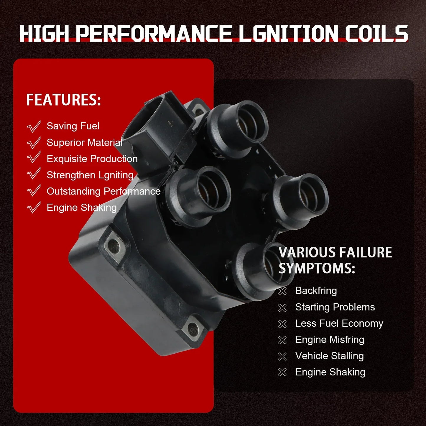 2Pcs Ignition Coils+8Pcs Iridium Spark Plugs+8Pcs Spark Plug Wires FD487 For Ford Ranger F150 F250 Lincoln Mercury Mazda B2300