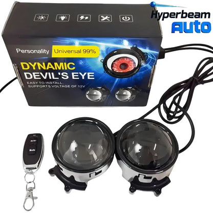 New 2.5/3 Inch Car Dynamic Blink Devil Eyes LED Devil Eyes Led Headlight Lens With Remote Control Atmosphere Light Auto Headlamp