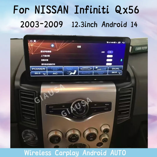 Android 14 Car Player 12.3" GPS Navigation For Infiniti QX56 2003-2009 Car Radio player Auto Video stereo Multimedia GPS Navi
