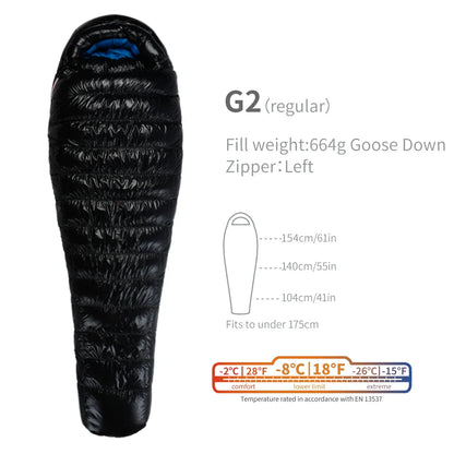 AEGISMAX G1-G5 Series 800FP Goose Down Sleeping Bag Ultralight Outdoor Camping Hiking Sleeping Bag for Men & Women