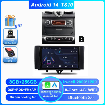 Car Android 14 GPS Navigation For Mercedes Benz Smart Fortwo 451 2010 - 2015 Auto Radio Stereo Multimidia Player Carplay NO 2DIN