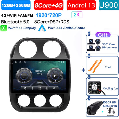 Car Android 14 For Jeep Compass Patriot 2010 - 2017 Auto Radio Multimedia Player Autoradio Stereo GPS Navigation Carplay No 2din