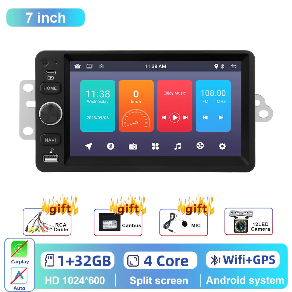 Podofo 7inch Car Stereo Radio For Chevrolet GMC Hummer Savanna 2003-2006 Carplay Android auto Navigation Bluetooth WIFI Player