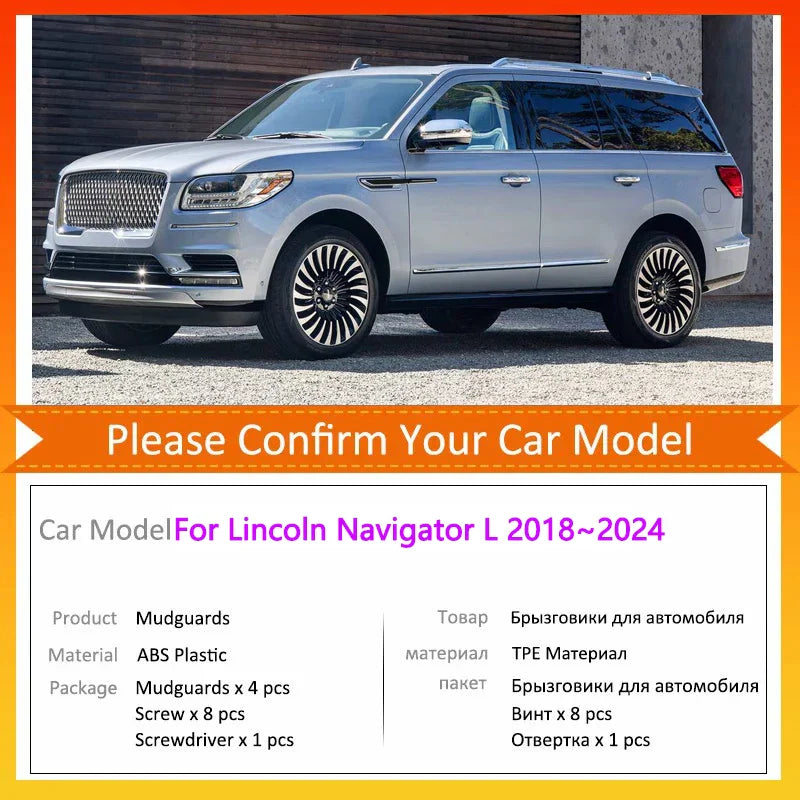 For Lincoln Navigator L 2018~2024 2019 MK4 U554 Car Mudguards Mudflap Mudguard Splash Guards Mud Flaps Fender Auto Accessories