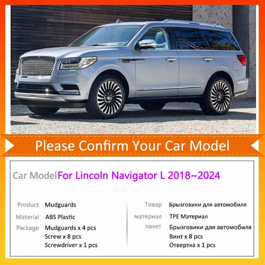 For Lincoln Navigator L 2018~2024 2019 MK4 U554 Car Mudguards Mudflap Mudguard Splash Guards Mud Flaps Fender Auto Accessories