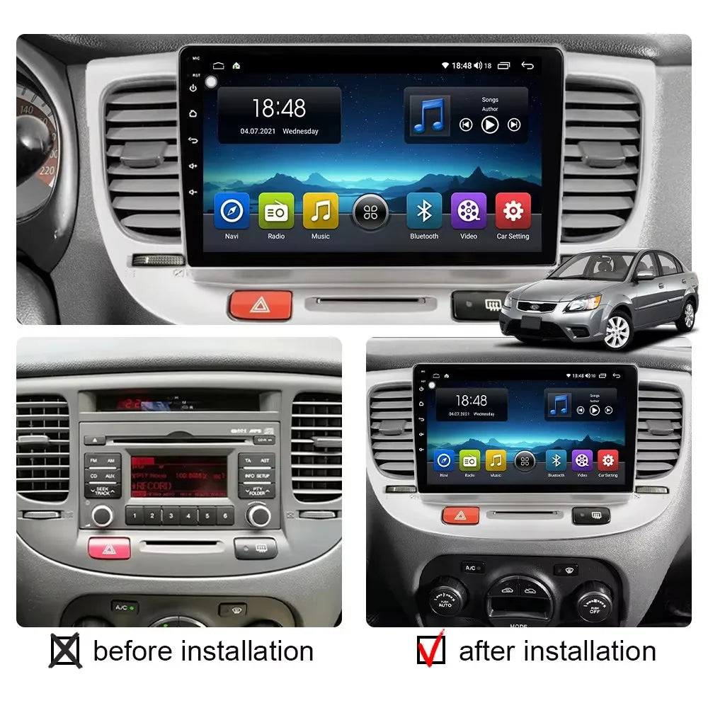 Android 2 din For Kia RIO 2 2005 - 2011 Car Radio Multimedia GPS Navigation Player Auto NO 2din DVD Screen Carplay Stereo WIFI
