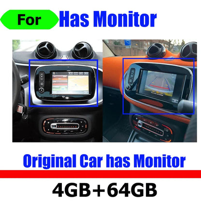8“ Android 14 CarPlay GPS Navigation Player Head Unit For Mercedes Benz Smart 453 Fortwo Forfour 15-19 Radio Stereo Multimedia