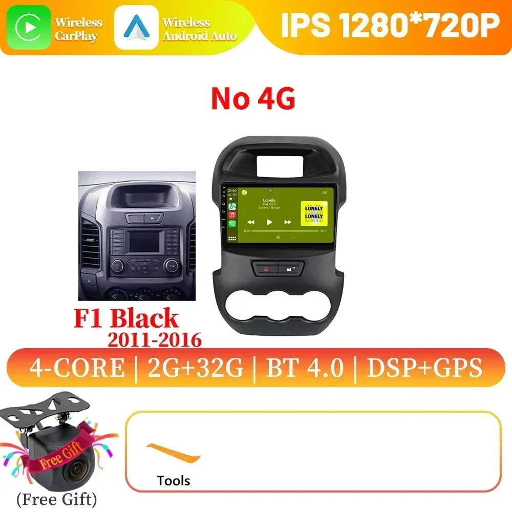 Android 14 For Ford Ranger 3 2011-2015 Car Radio Multimedia Navigation 4G GPS Bluetooth Wireless Carplay Head Unit Screen Stereo