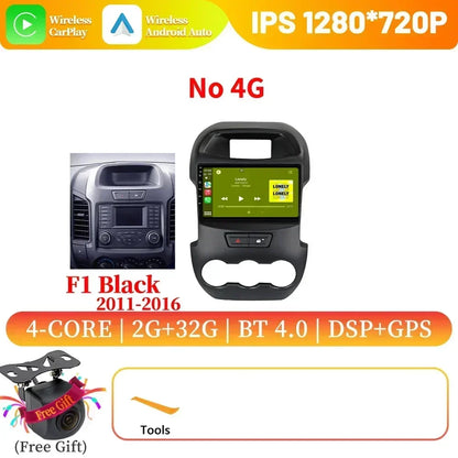 Android 14 For Ford Ranger 3 2011-2015 Car Radio Multimedia Navigation 4G GPS Bluetooth Wireless Carplay Head Unit Screen Stereo
