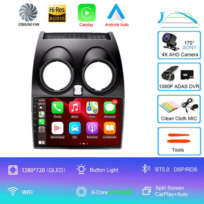Android 14 2 DIN untuk Nissan Qashqai 1 J10 2006-2014 Radio Mobil Navigasi Pemutar Multimedia DVD Carplay Stereo Speaker Unit Ke