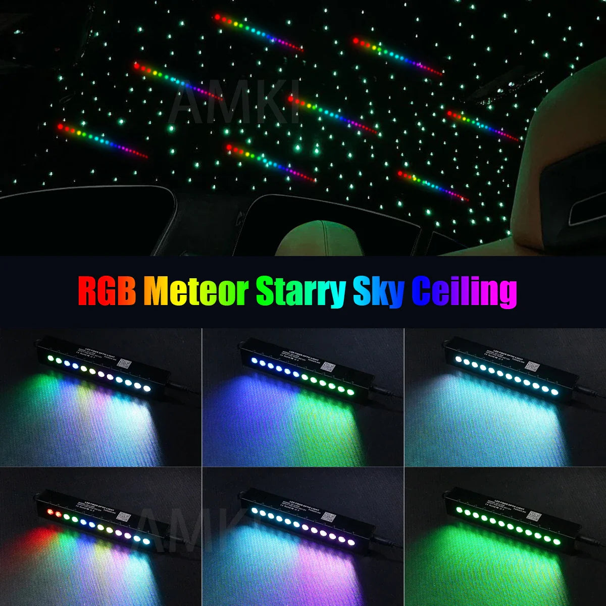 9W 12Holes RGBW Meteor Car Starry Sky Bluetooth APP RF Control Car Roof star Shooting Star effect Fiber Optic Light