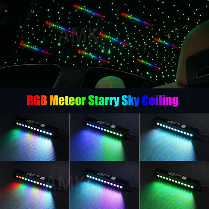 9W 12Holes RGBW Meteor Car Starry Sky Bluetooth APP RF Control Car Roof star Shooting Star effect Fiber Optic Light