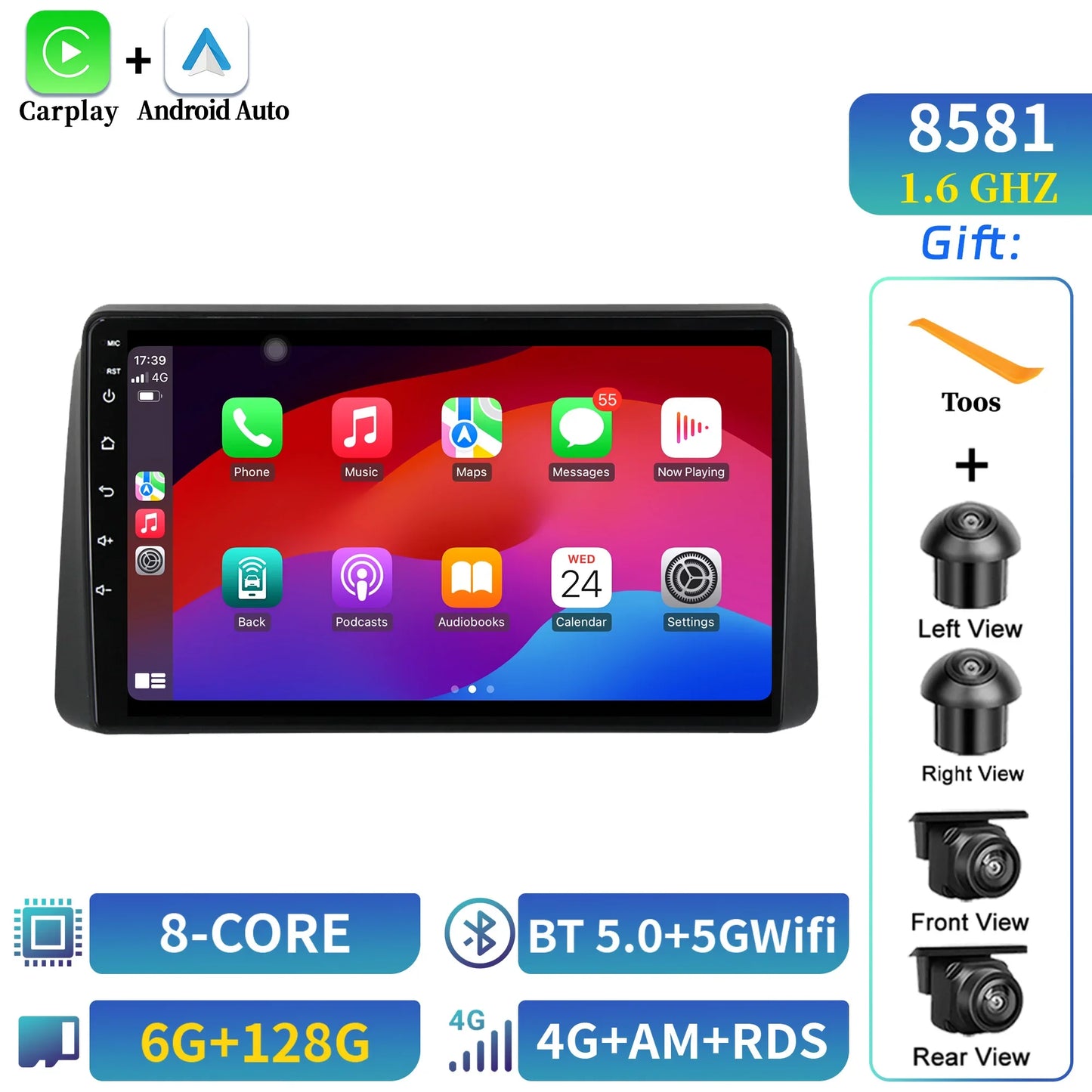 Car Radio Android 14 Multimedia Wireless Bluetooth Carplay For Chrysler Grand Voyager 5 2011-2015 7862S 8G 256G 2K QLED Screen