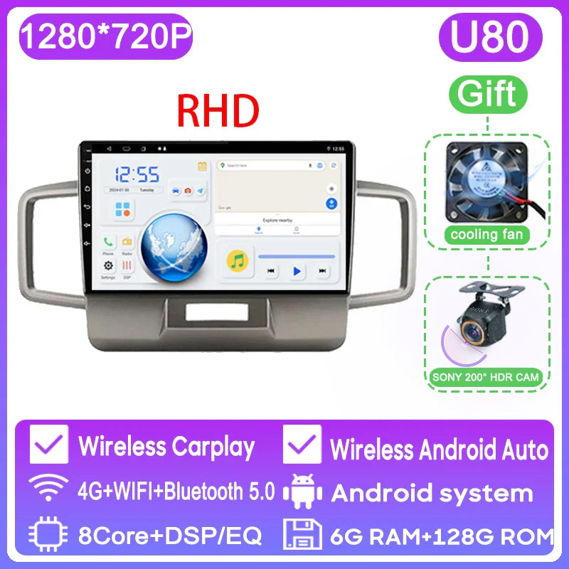 WIFI For Honda Freed 1 2008 - 2016 Car Radio Multimedia Video Player Navigation GPS Android Auto QLED Screen No 2din 2 din DVD