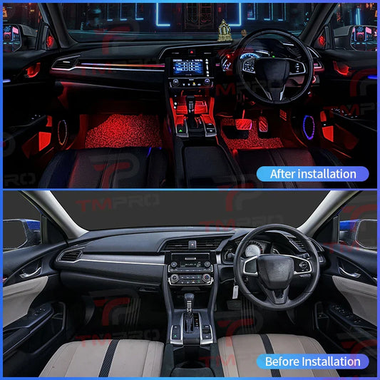 TMPRO 64 Colors LED Safety assistance systems Ambient Lighting For Honda Civic 2016-2021 Right hand rudder Interior Decoration