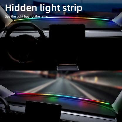 Front Windshield LED Car Interior Lights 150cm RGB USB APP Control Remote Symphony Lamp Universal For Tesla BMW Audi Volvo GLC