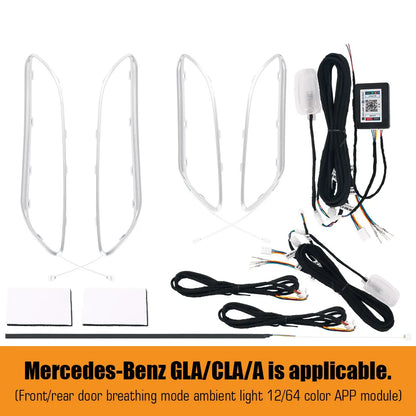 12/64 Colours Ambient Lights For Mercedes-Benz A/CLA/GLA W176 W117 W156 LED Car Air Vents Turbine Nozzle Decorate Lamp APP 12V