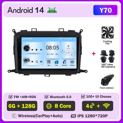 Android 14 Carplay Auto Car Radio For Kia Carens 2013 - 2018 Multimedia Player Auto Radio GPS Navigation TV Head Unit No 2 Din