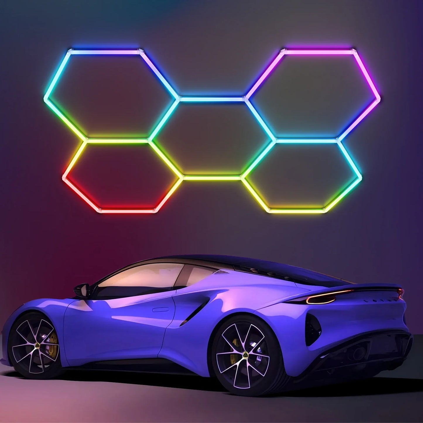 5HEX RGB KIT Latest Hexagon Lighting Kits with Vibrant RGB Color Changing LEDs Connect Plug-in Hundreds Lighting Effects