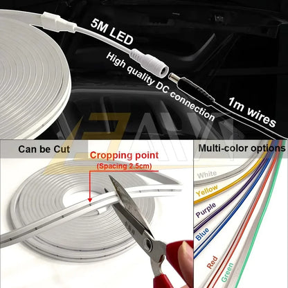 Customizable 5M LED Car Trunk Light Interior Atmosphere Neon Lamp For Toyota RAV4 VENZA BZ4X Corolla Cross Other Car Accessories