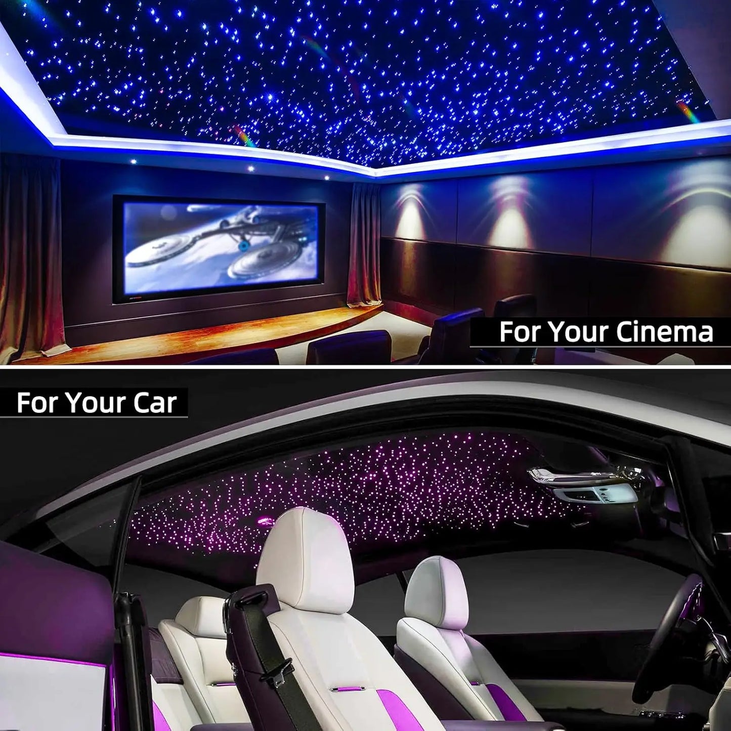 20W Twinkle Starlight Headliner Kit, Star Lights for Car Roof & Home Decoration, Fiber Cable 550pcs*0.03in*9.8ft Star Light
