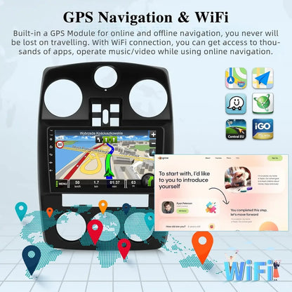 For Chrysler PT Cruiser 2006-2010 Wireless Carplay&Android Auto 9" Touchscreen Car Stereo with Hi-Fi/WiFi/CPS+AHD Backup Camera