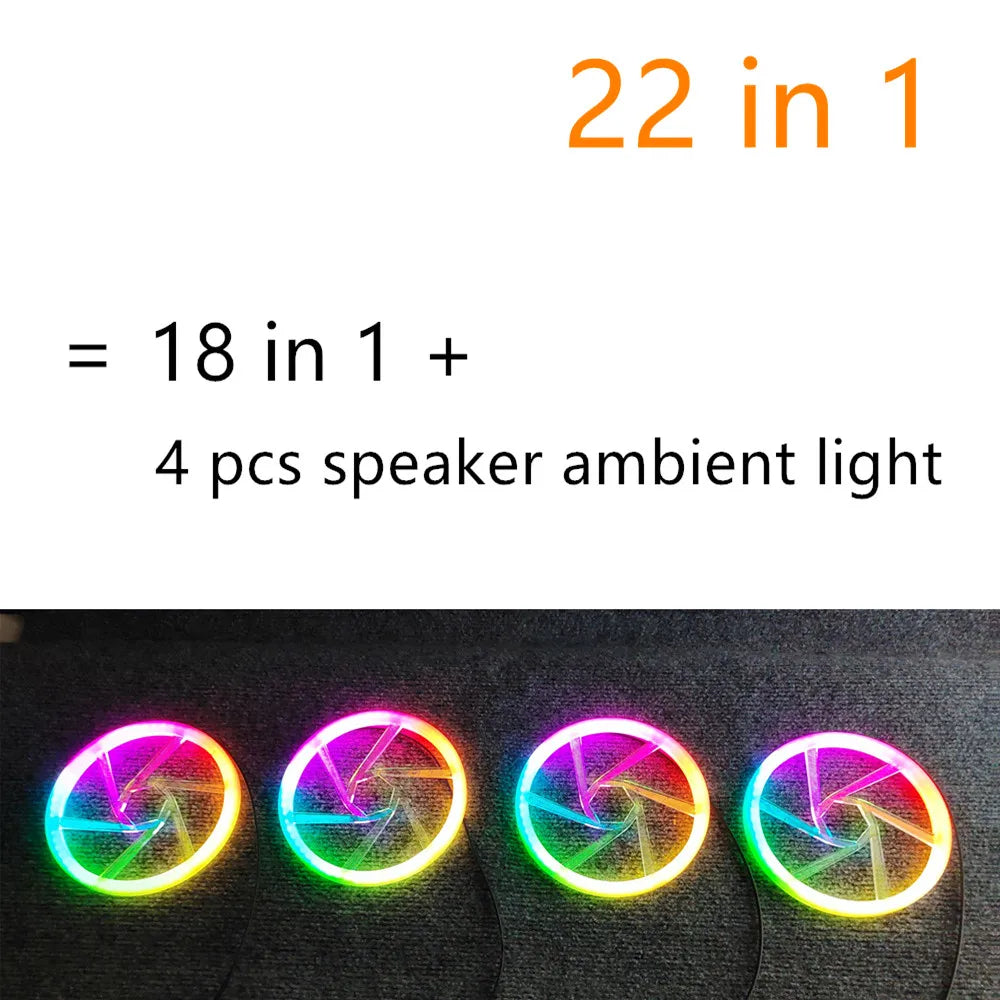 Universal Symphony Car Ambient Lights 64 RGB Car Interior Acrylic Light Guide Fiber Optic Car Decoration Atmosphere Light 18 in1
