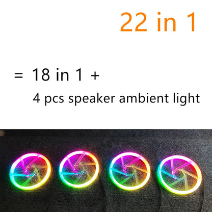 Universal Symphony Car Ambient Lights 64 RGB Car Interior Acrylic Light Guide Fiber Optic Car Decoration Atmosphere Light 18 in1