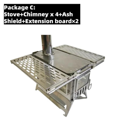 Camping Wood Stove Firewood Stainless Steel With Side Panels Outdoor Camping Picnic Tent Heating Stove Camping Equipment