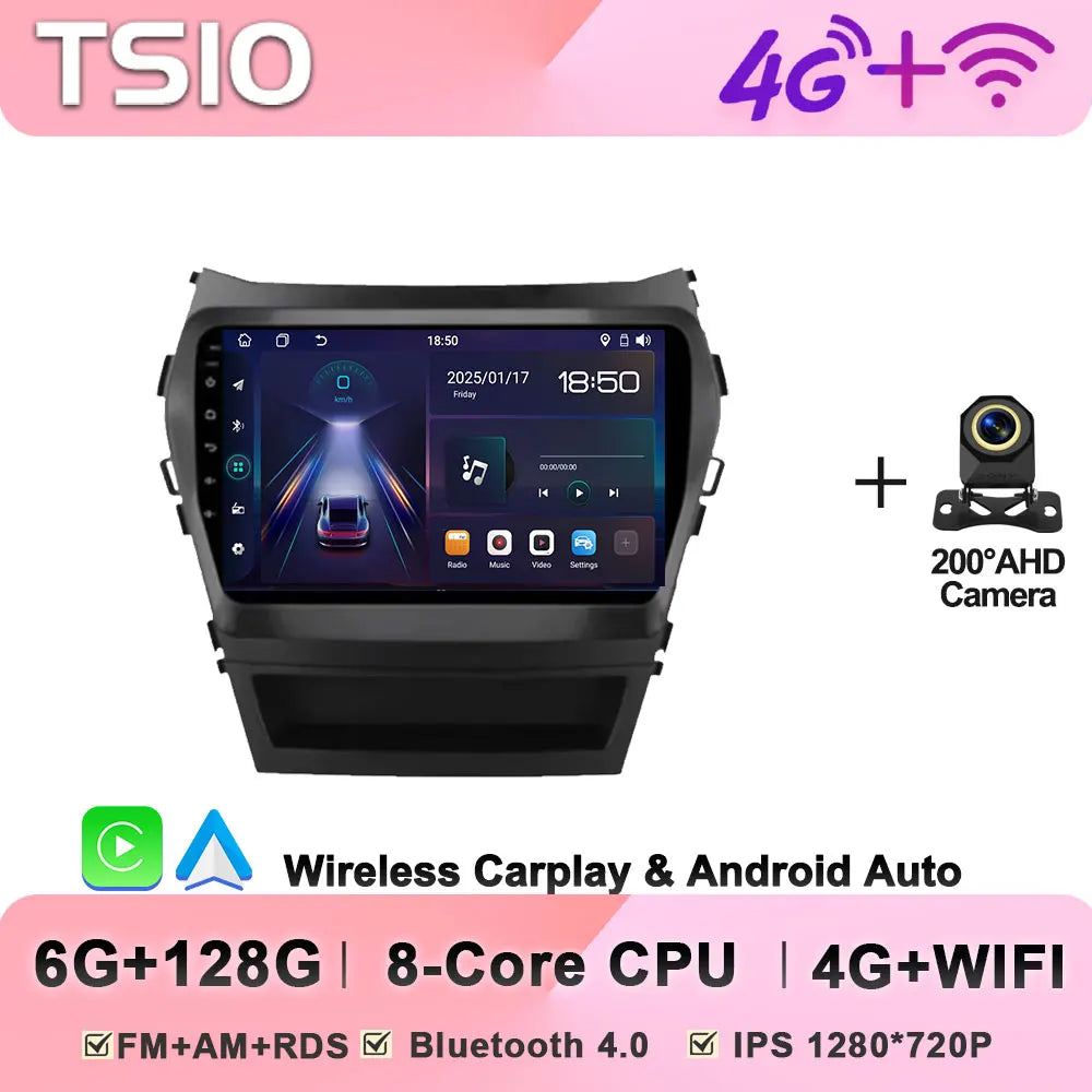 Car Multimedia Video Radio Player For Hyundai Santa Fe IX45 2013 - 2017 Wireless Android Auto CarPlay 8 Core GPS Navigation BT