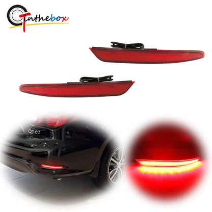 Red LED Car Rear Bumper Reflector Brake Tail Light w/ Sequential Turn Signal lights, Rear Fog Lights For 2016-2020 INFINITI QX60