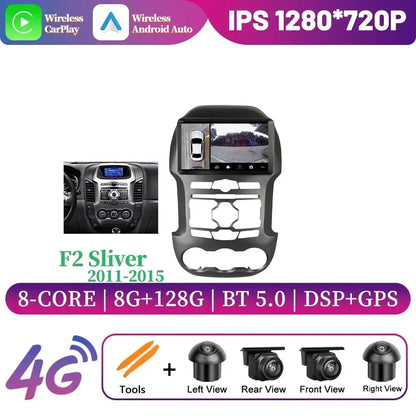Android 14 For Ford Ranger 3 2011-2015 Car Radio Multimedia Navigation 4G GPS Bluetooth Wireless Carplay Head Unit Screen Stereo