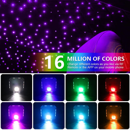 32W Twinkle Fiber Optic Star Ceiling Lights Kit RGBW Car Roof Star Light Bluetooth APP Music Control Car Starry Sky Ceiling Lamp
