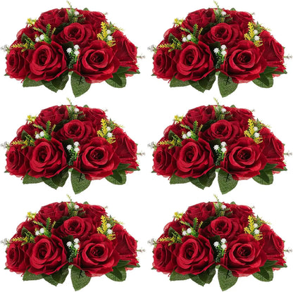Artificial Flower Centrepieces for Tables - 10 Pcs Dusty Rose Fake Flowers Roses Balls 9.5in Diameter - Silk Faux Rose Arrangeme