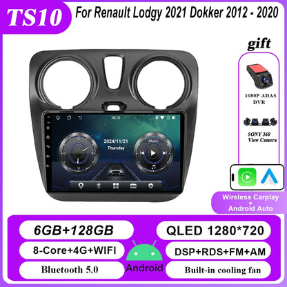 4G Carplay Android Auto Radio For Renault Lodgy 2021 Dokker 2012 - 2020 Auto Multimidia Player QLED Screen 2din Stereo Head Unit