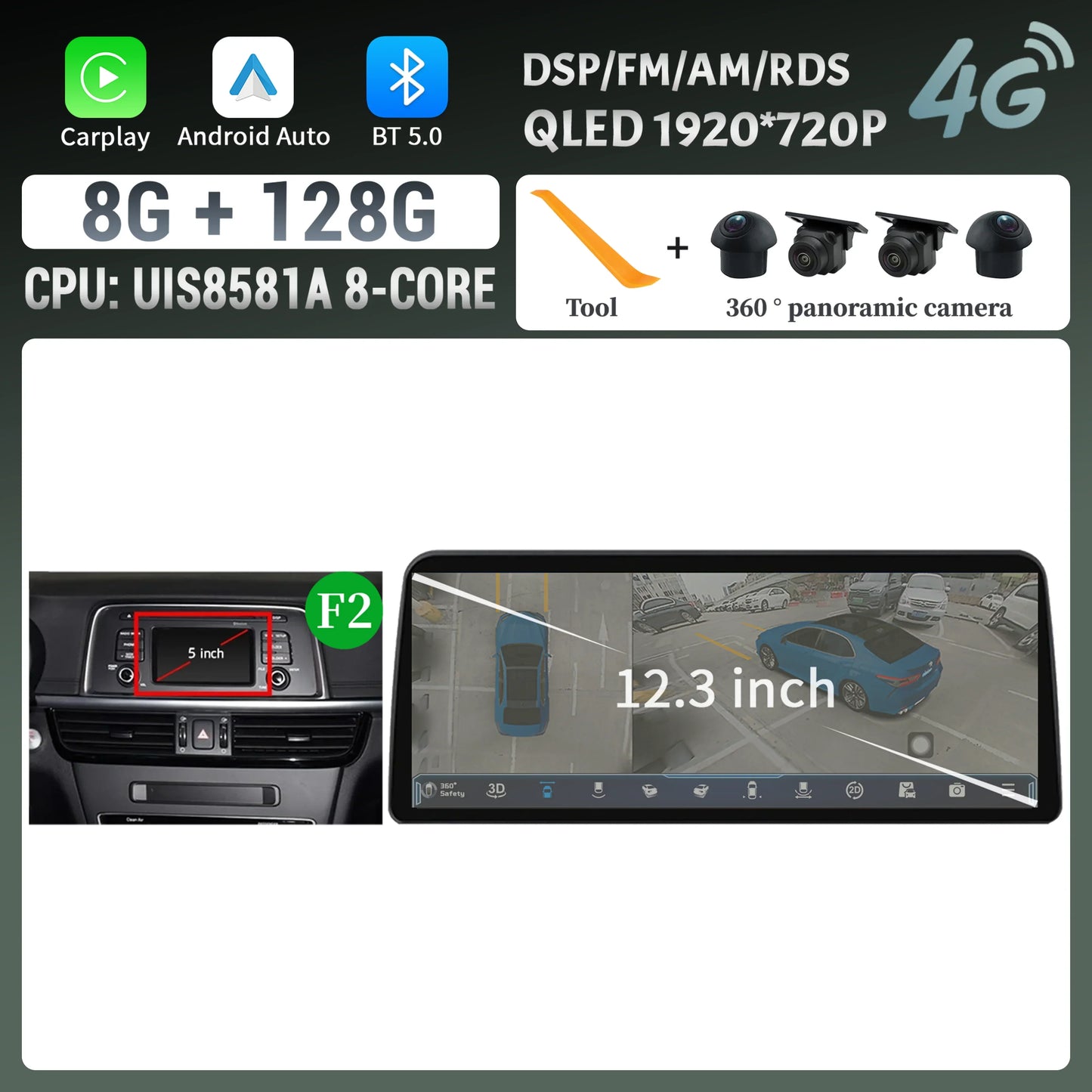 12.3inch Android 14 For KIA K5 Optima 2015 2016 2017 2018 2019 Car Radio Multimedia Navigation GPS Carplay Stereo Touch Screen