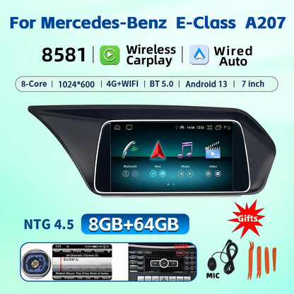 7 Inch Carplay Android 13 Auto Car Intelligent Systems For Mercedes Benz E Class W212 A207 X204 DSP Stereo Touch Screen
