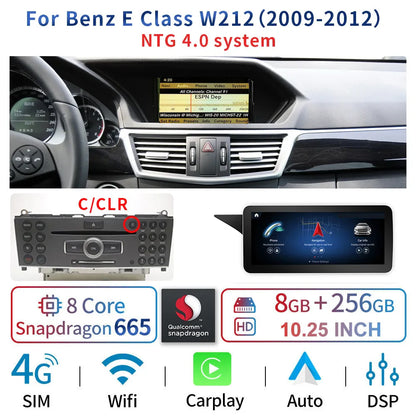 8 Core Android System Car GPS Navi Screen For Mercedes W212 2009-2016 WIFI SIM 8+128GB BT Carplay IPS Screen Multimedia Player