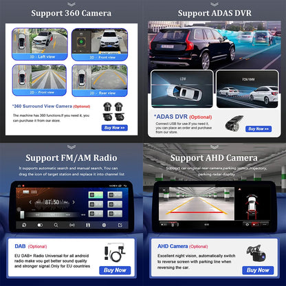 12.3 inch Android 14 for Honda Accord 8 2008 2009 - 2013 Car Multimedia Radio Player Wireless Carplay Monitor GPS Navigation BT