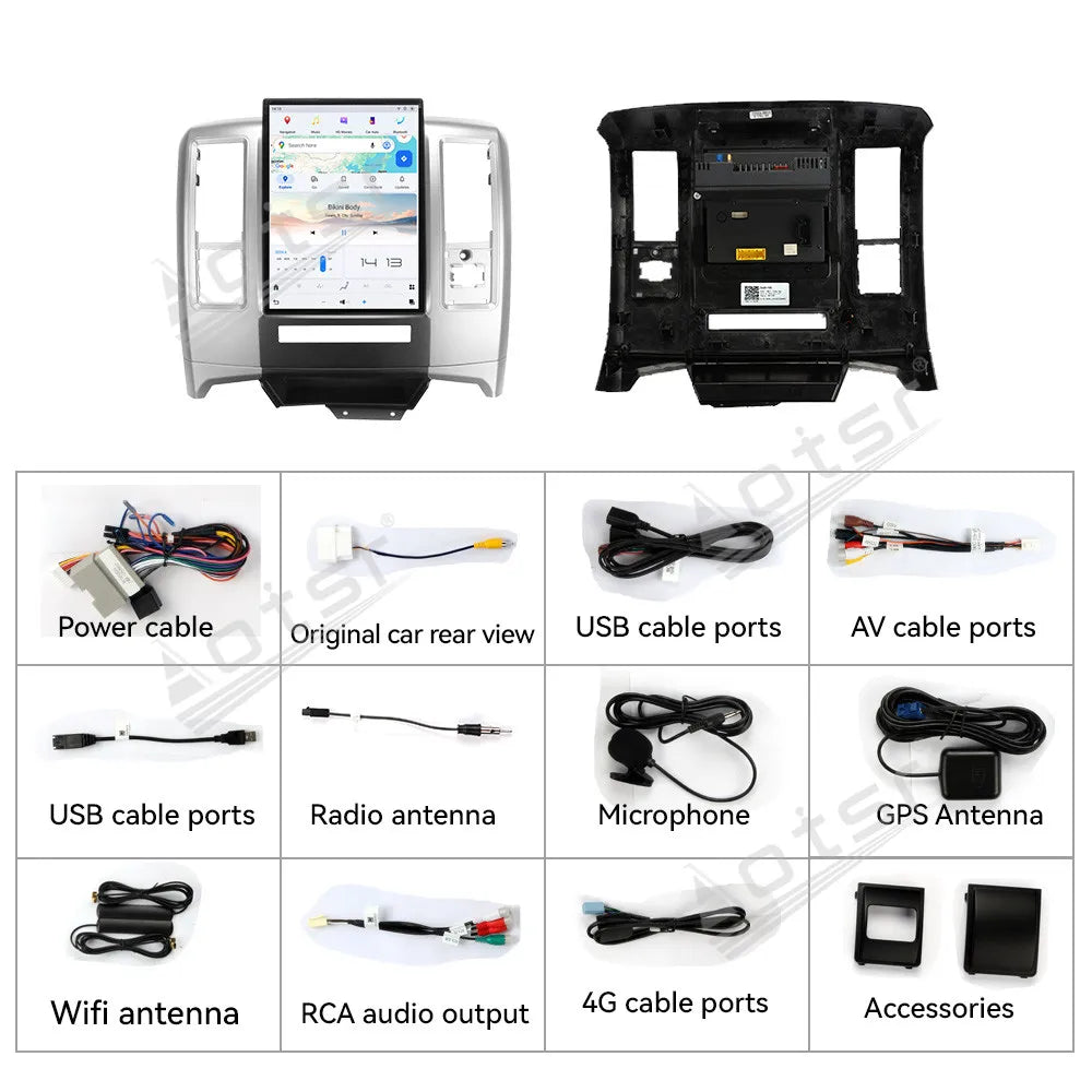 13.8 Inch Android 13 For Dodge RAM 1500 2008 - 2012 Tesla-style Car GPS Navi Multimedia Carplay Player Radio BT Stereo Head Unit
